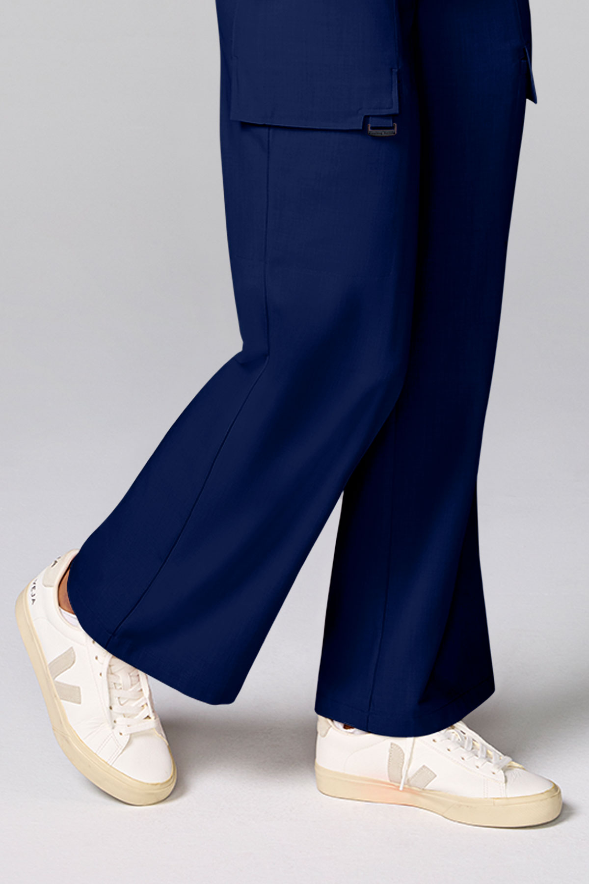 Women's Petite Healing Hands Wide Leg scrub trousers navy-3