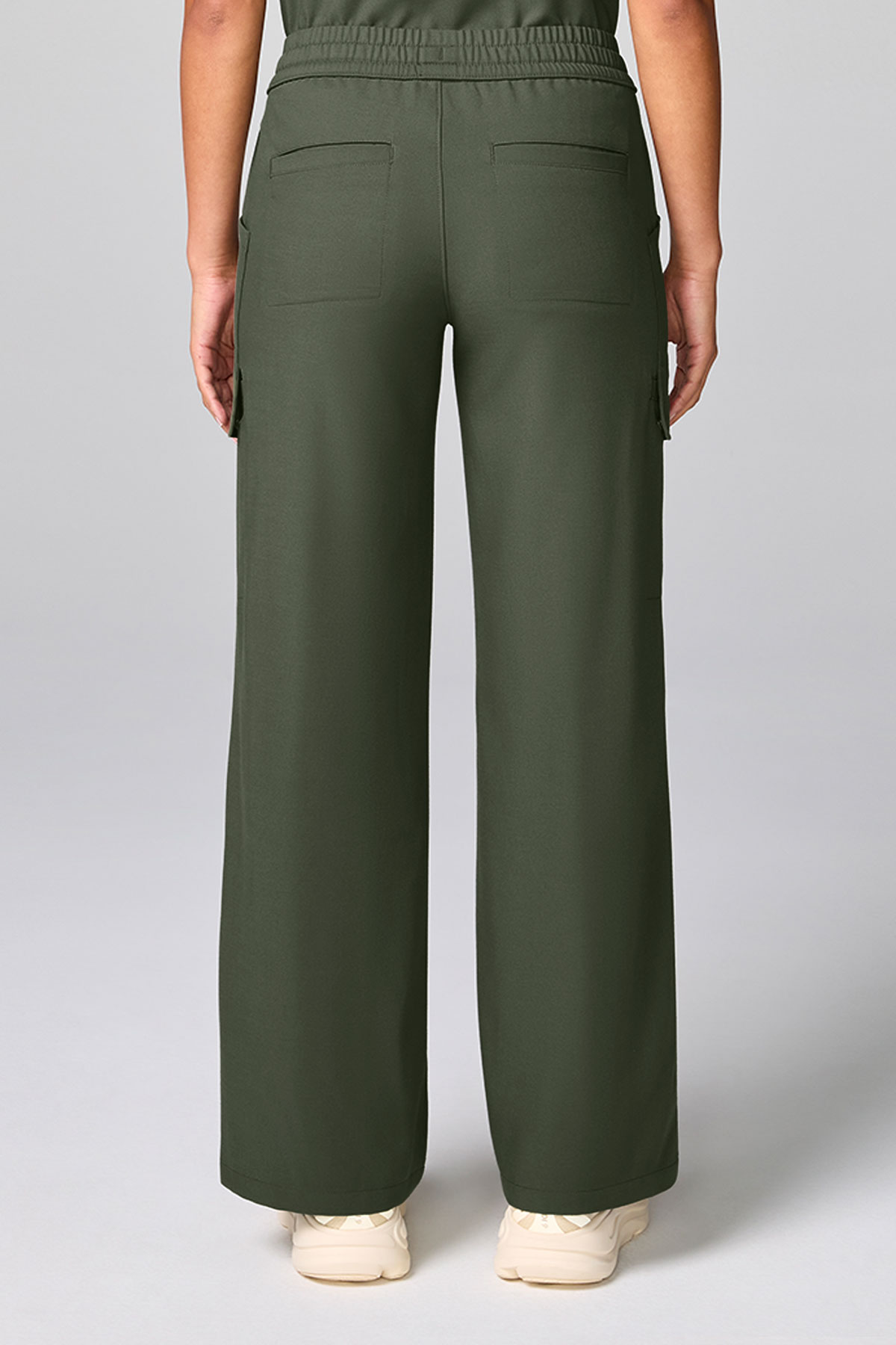 Women's Petite Healing Hands Wide Leg scrub trousers olive-2