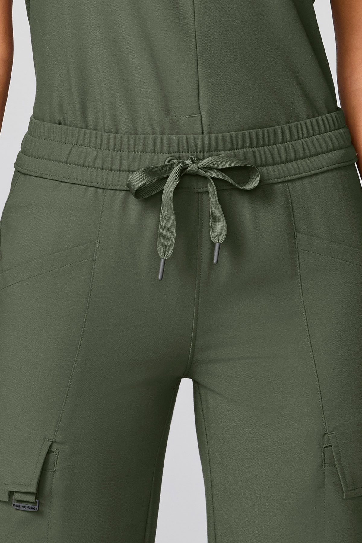 Women's Petite Healing Hands Wide Leg scrub trousers olive-3