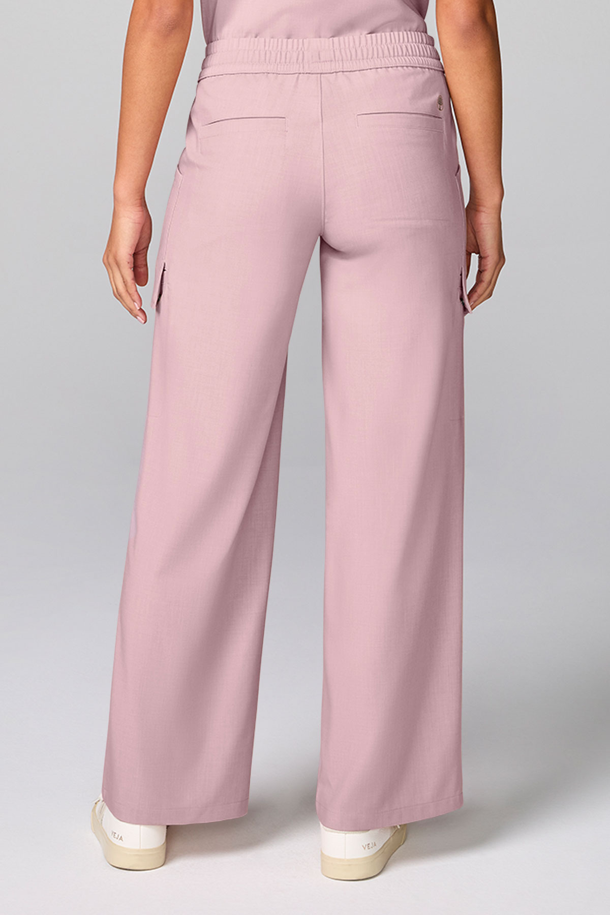 Women's Petite Healing Hands Wide Leg scrub trousers pearly pink-1
