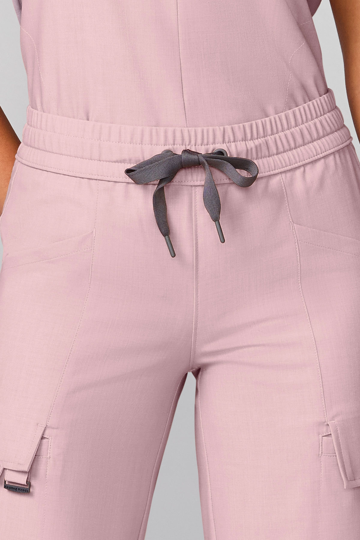 Women's Petite Healing Hands Wide Leg scrub trousers pearly pink-2