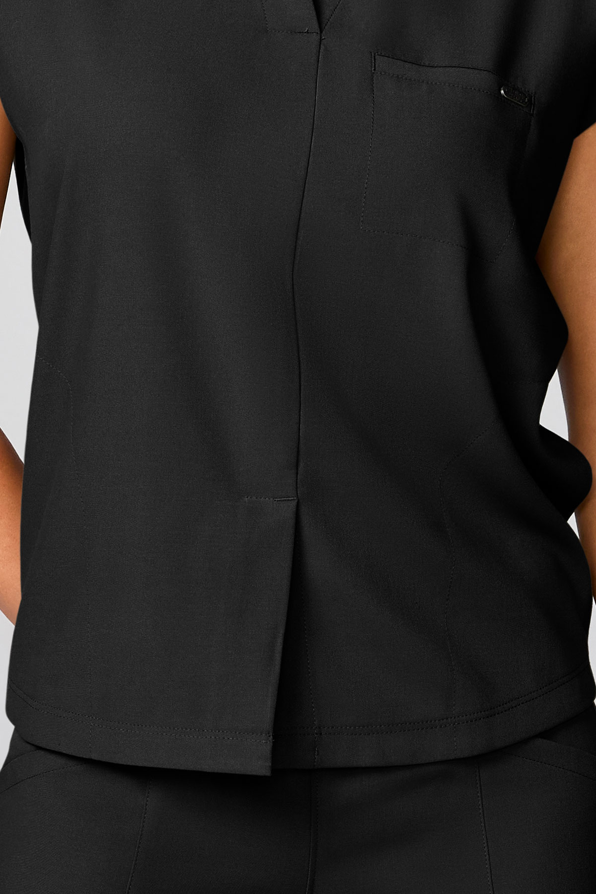 Women's Healing Hands Mandarin Collar scrub top black-4