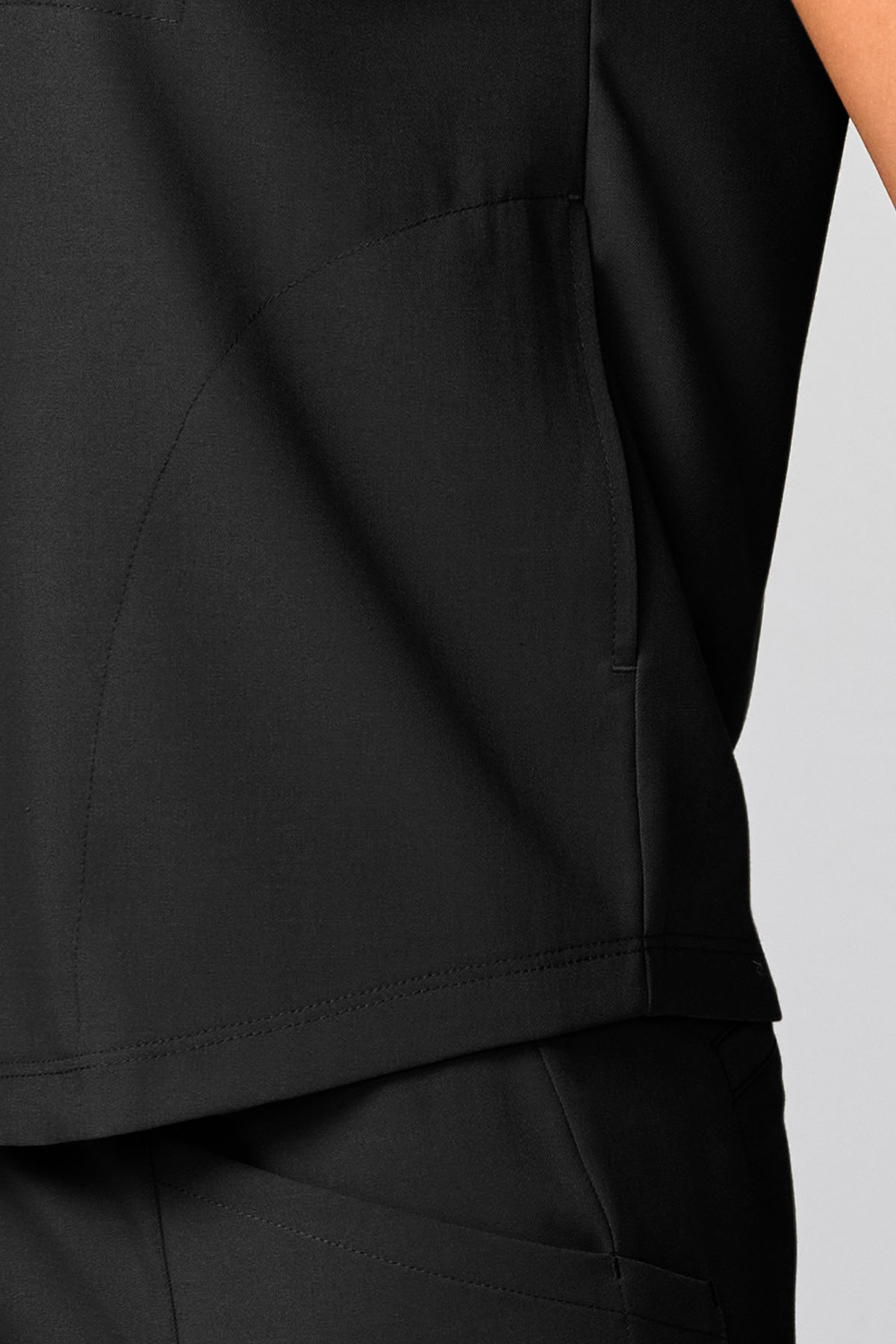 Women's Healing Hands Mandarin Collar scrub top black-5
