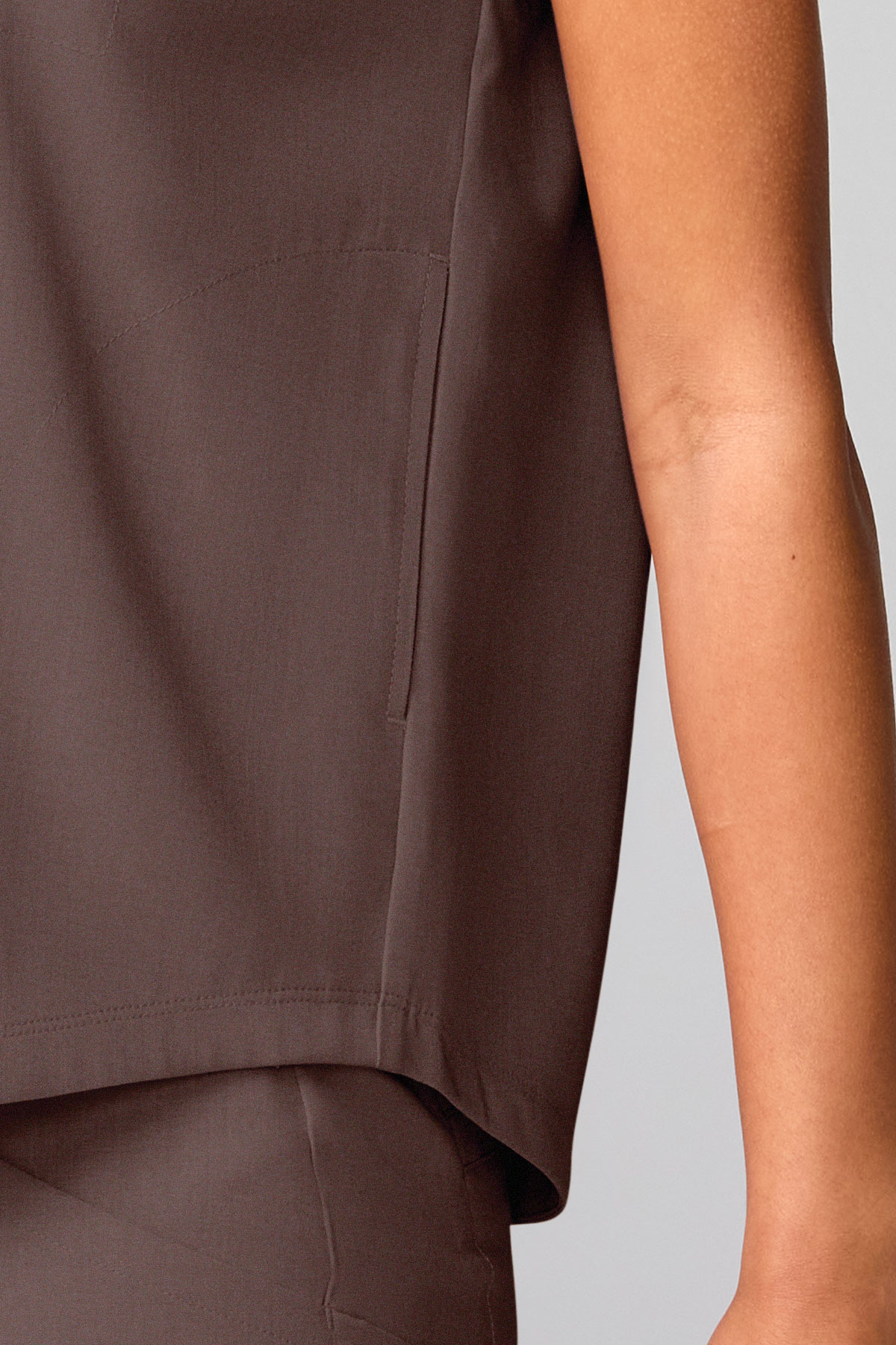 Women's Healing Hands Mandarin Collar scrub top brown-5