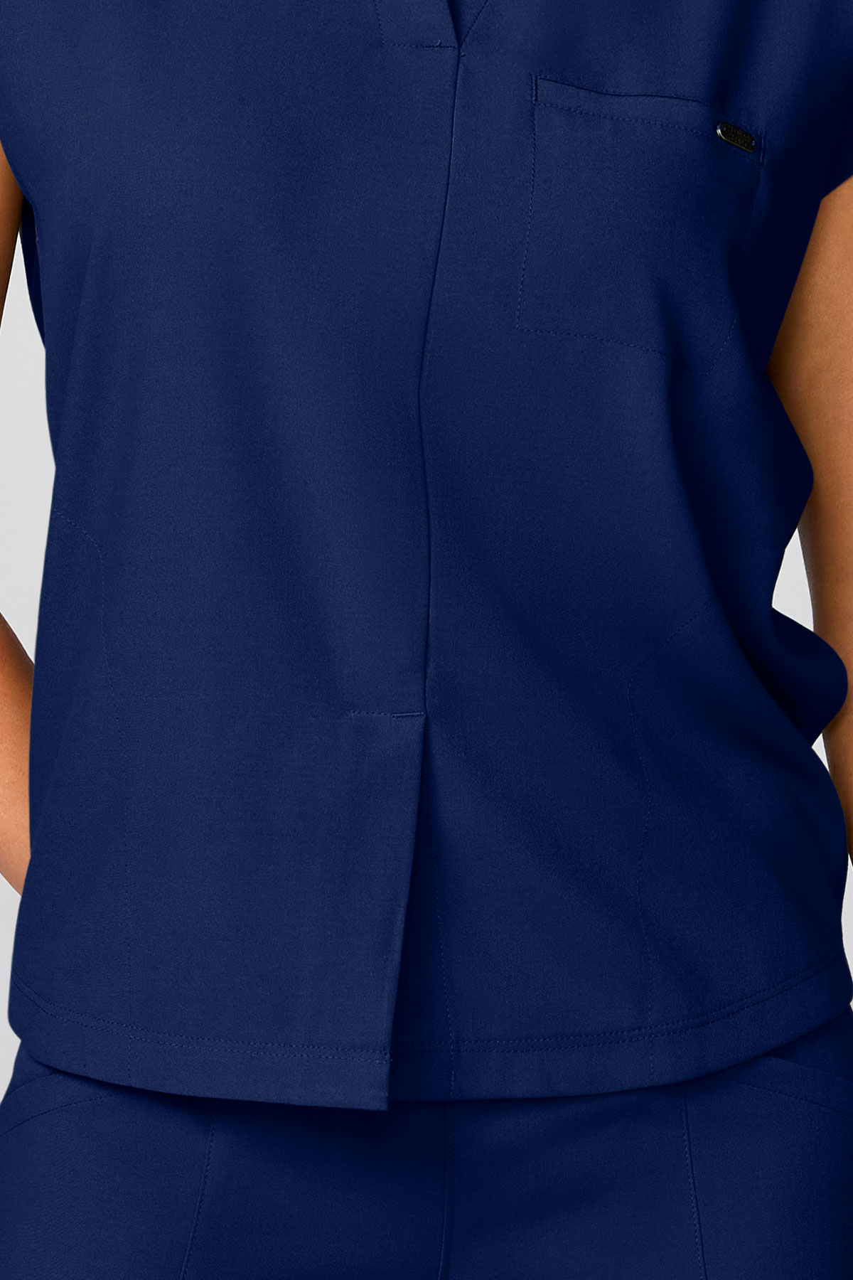 Women's Healing Hands Mandarin Collar scrub top navy-4