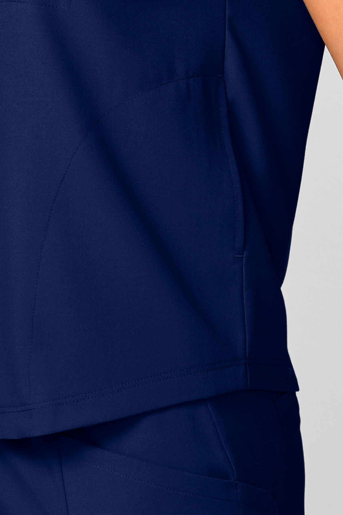 Women's Healing Hands Mandarin Collar scrub top navy-5