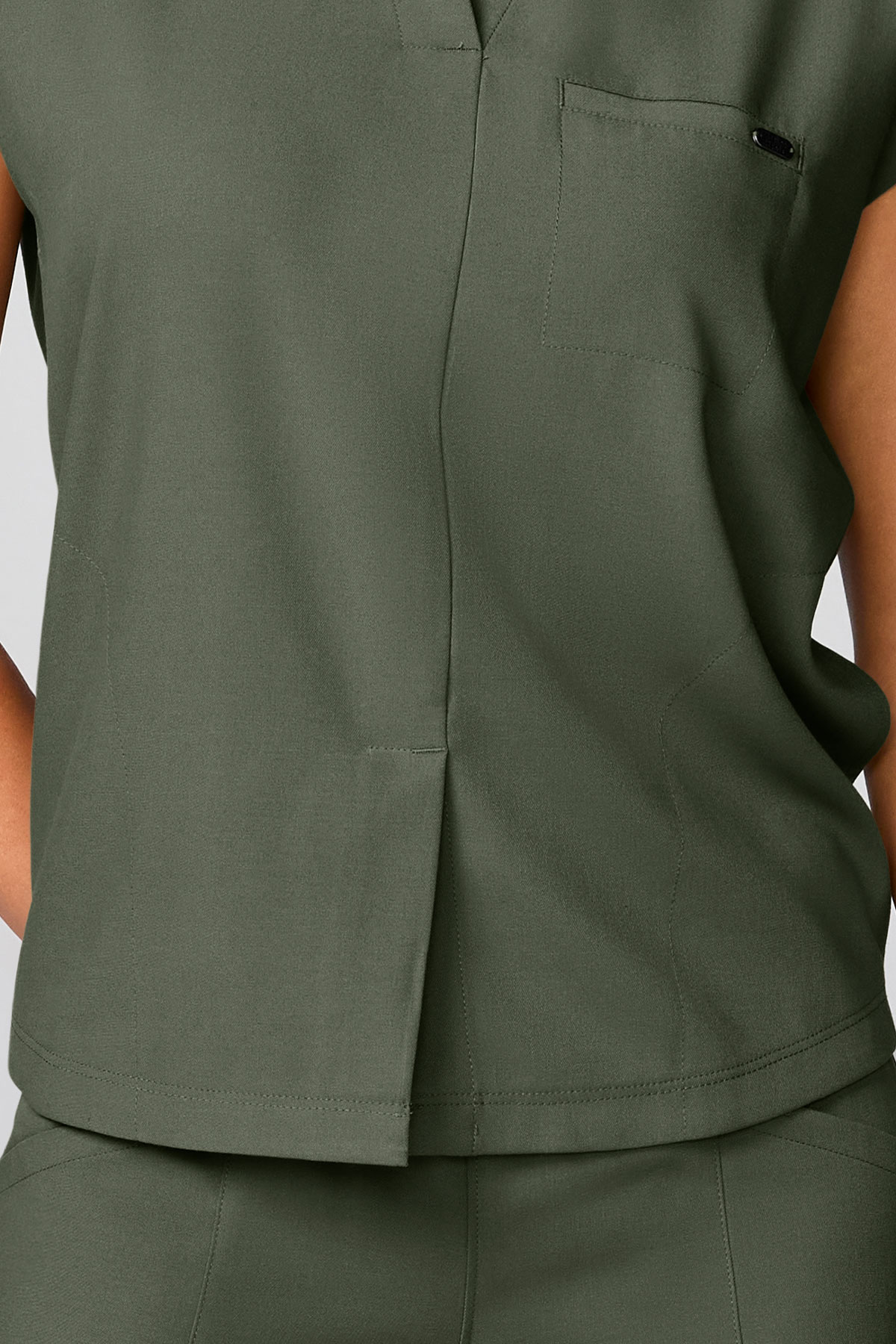Women's Healing Hands Mandarin Collar scrub top olive-3