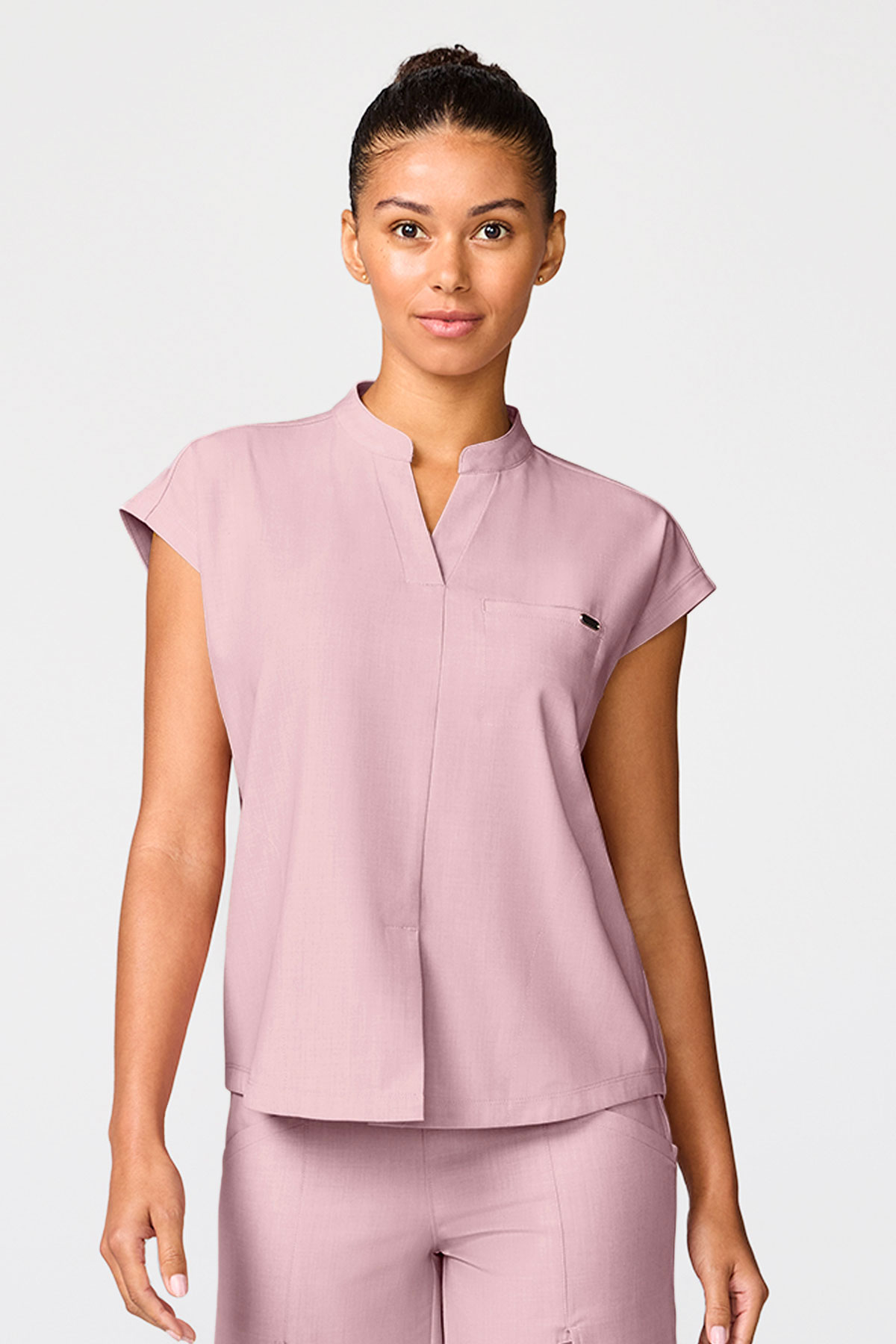 Women's Healing Hands Quest Collar scrub set pearly pink-3