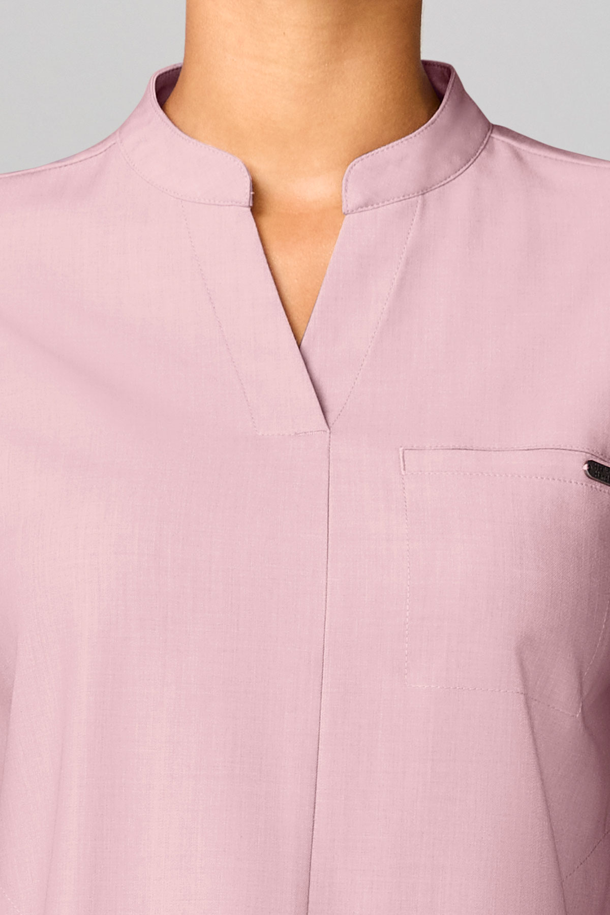 Women's Healing Hands Mandarin Collar scrub top pearly pink-3
