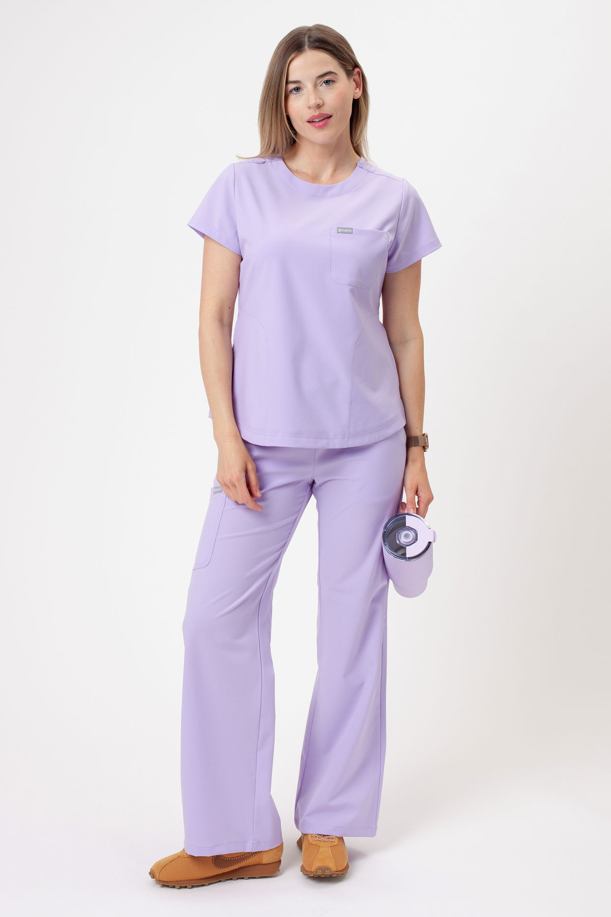 Women's Maevn Momentum Round Neck scrub top lavender-7