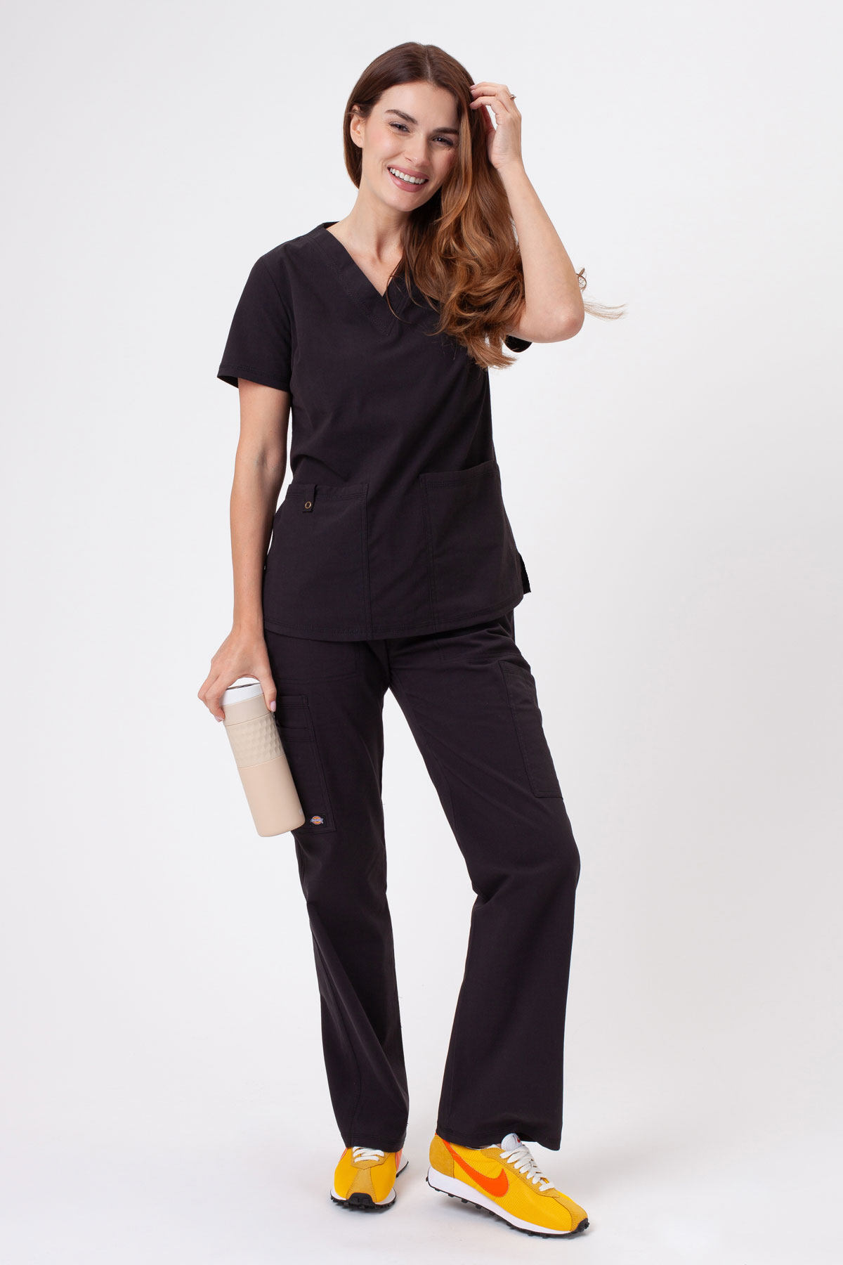 Women’s Dickies Forge V-neck scrub top black-1