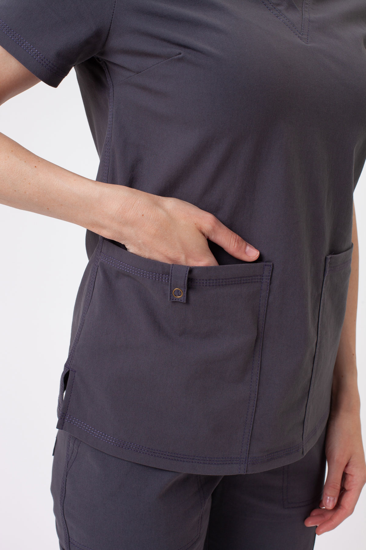 Women’s Dickies Forge V-neck scrub top pewter-2