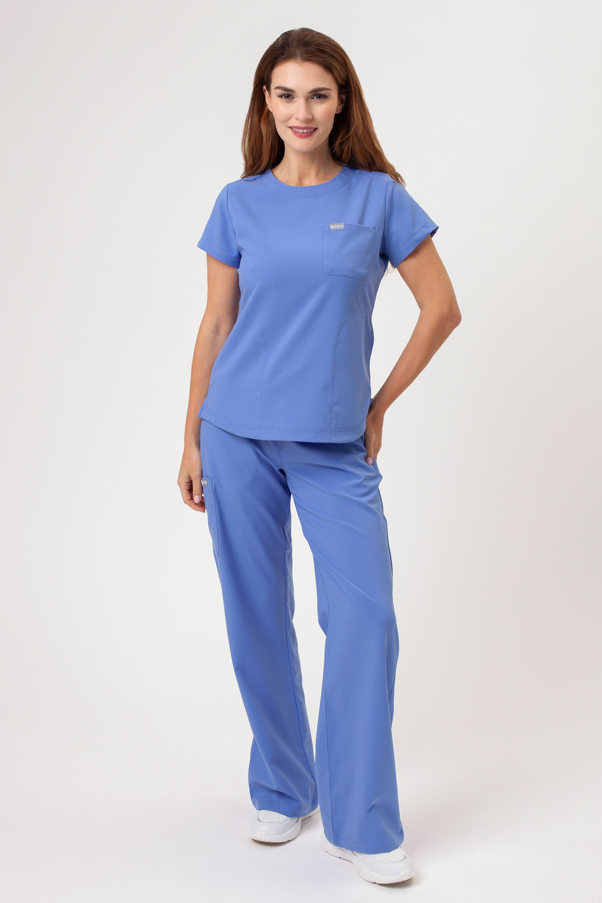 Women's Maevn Momentum Round Neck scrub top ciel blue-6