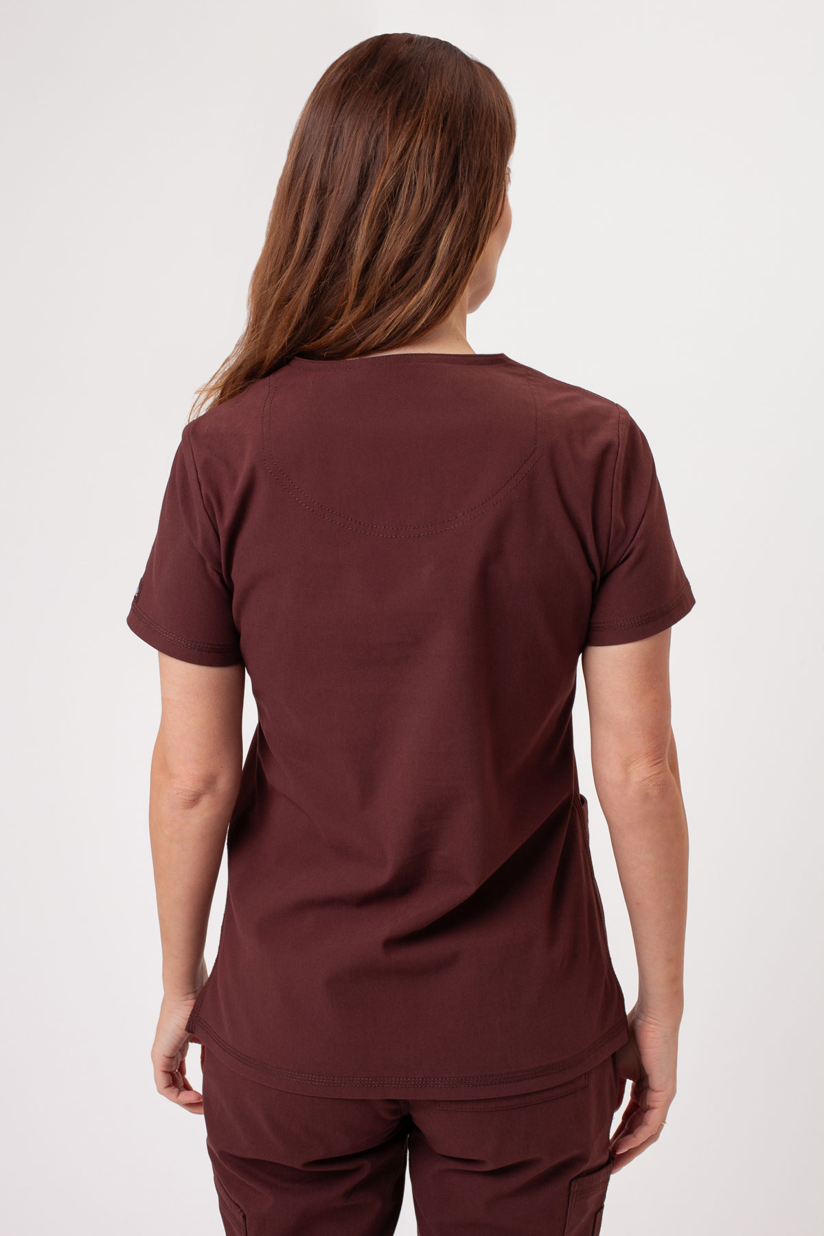 Women’s Dickies Forge V-neck scrub top brown-2