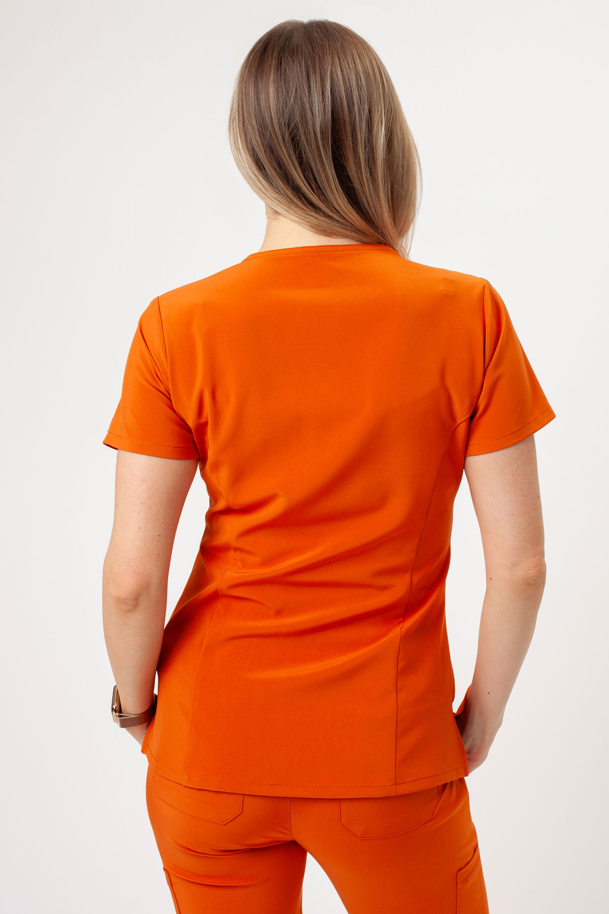 Women’s Dickies EDS Essentials V-neck scrub top orange-2