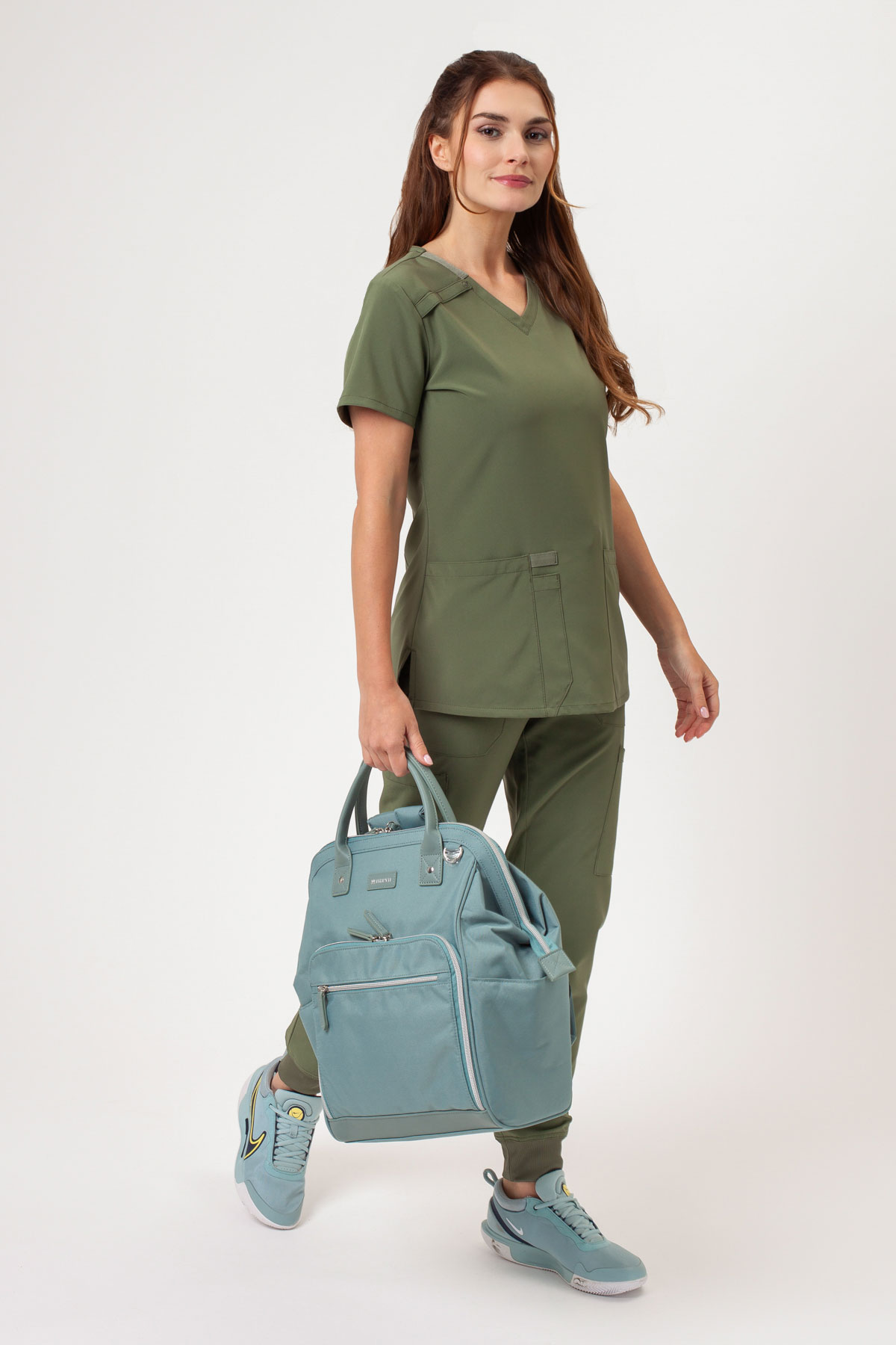 Women’s Dickies EDS Essentials V-neck scrub top olive-1