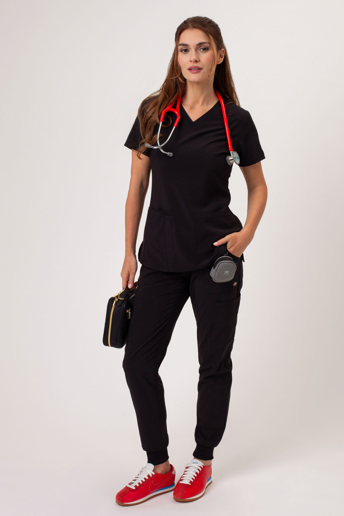 Women’s Dickies EDS Essentials V-neck scrub top black-6