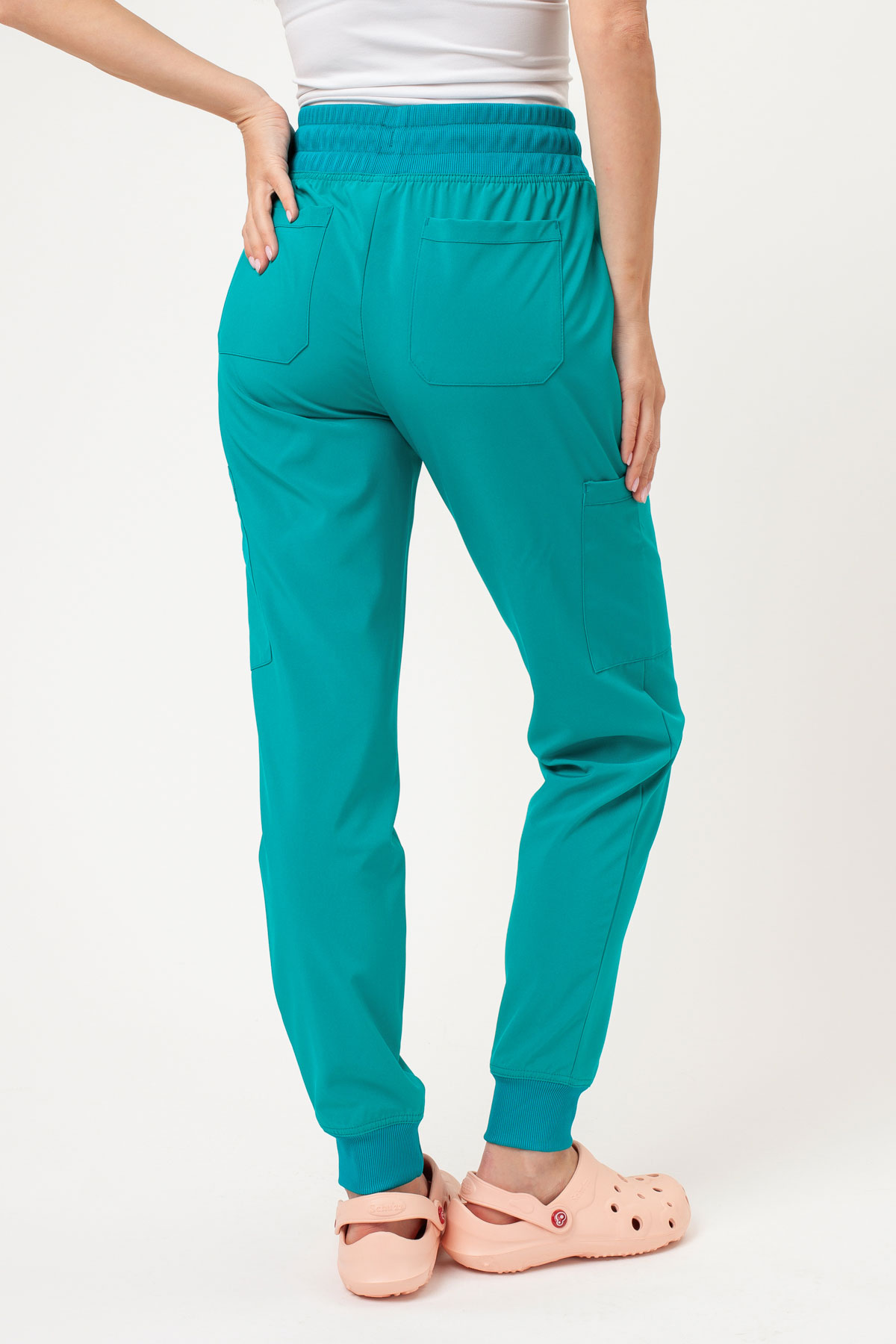 Women’s Dickies EDS Essentials Mid Rise jogger scrub trousers teal blue-2