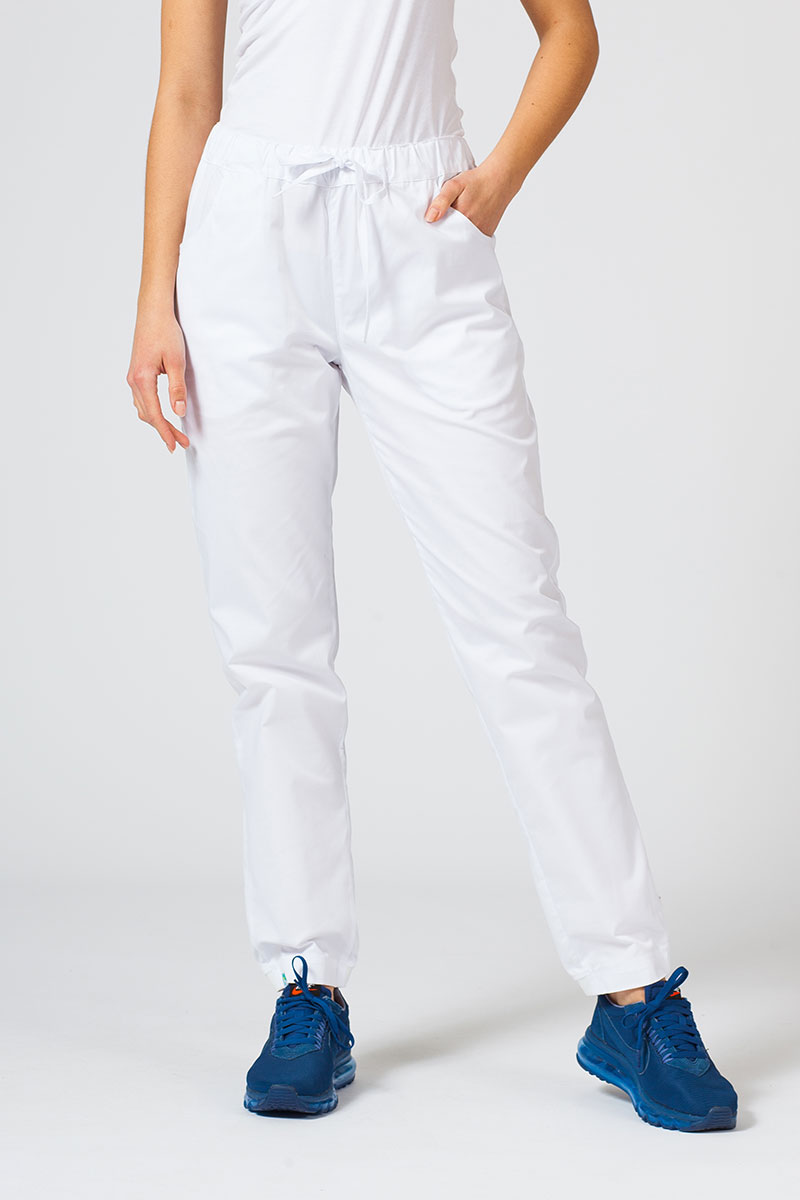 Women’s Sunrise Uniforms scrubs set (Kangaroo top, Loose trousers) white-10
