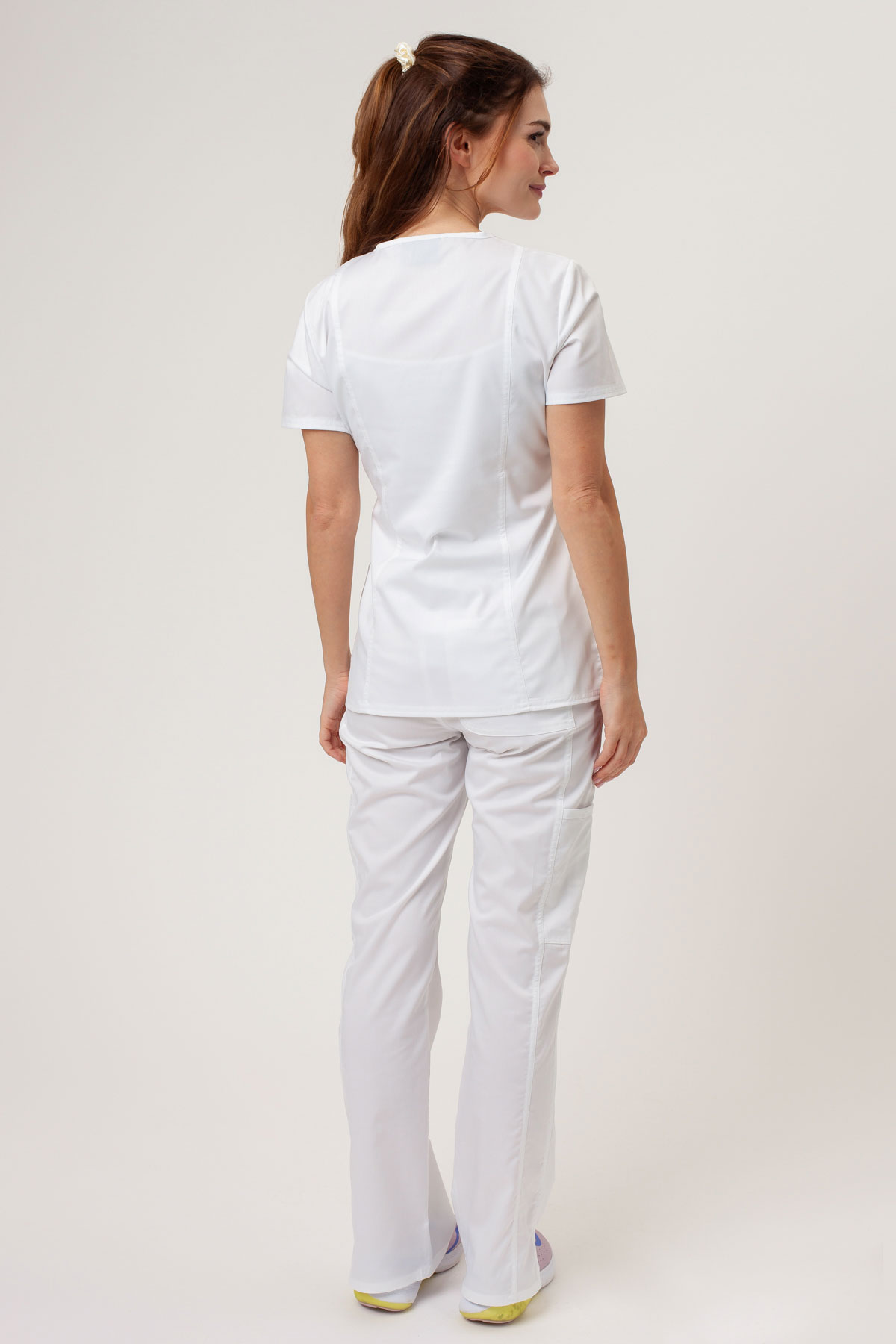 Women's Cherokee Revolution Flare Leg scrub trousers white-6
