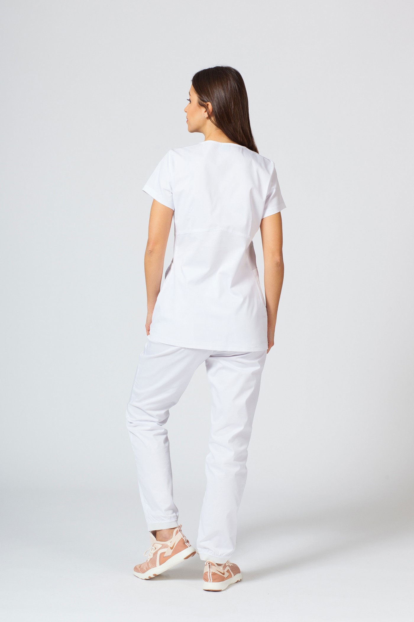 Women’s Sunrise Uniforms Active Kangaroo scrub top white-4