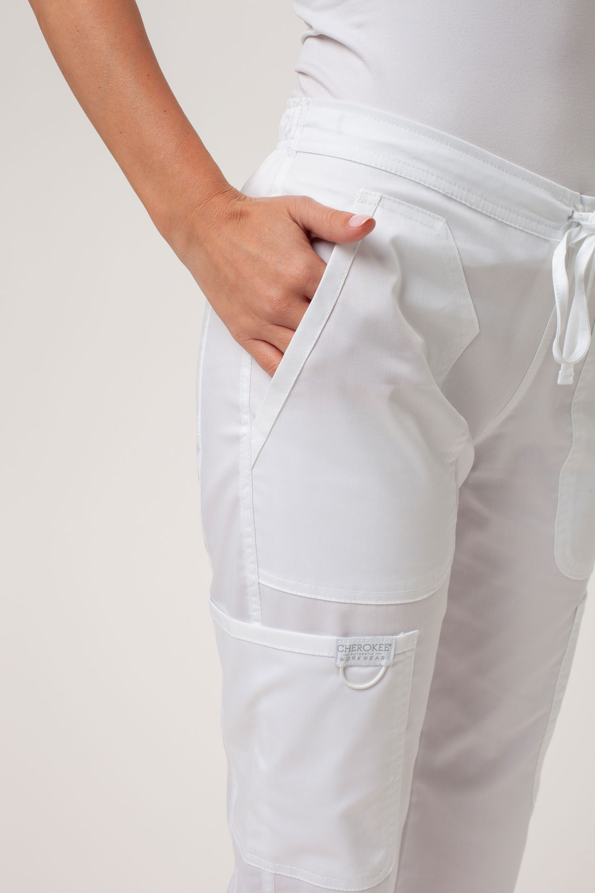 Women's Cherokee Revolution Flare Leg scrub trousers white-3