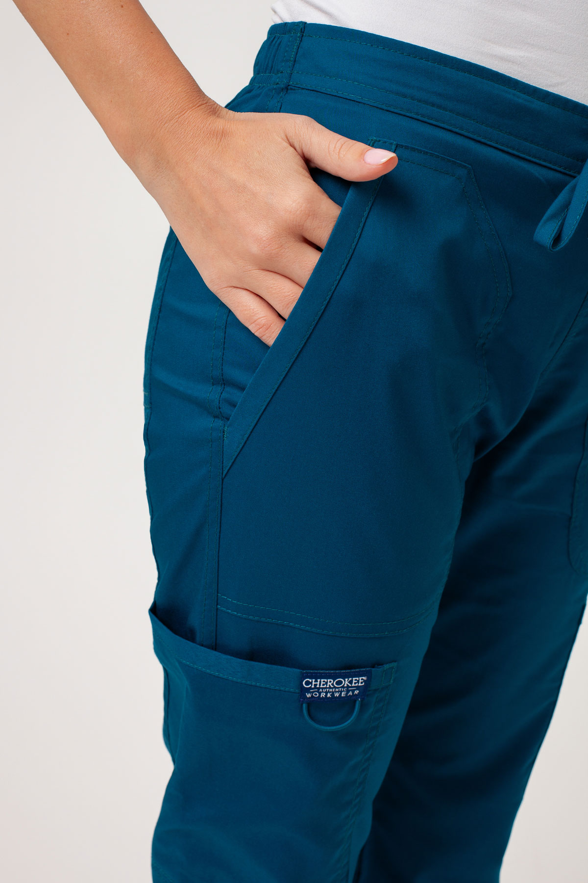 Women's Cherokee Revolution Flare Leg scrub trousers caribbean blue-2