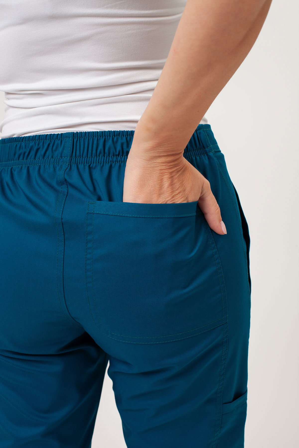 Women's Cherokee Revolution Flare Leg scrub trousers caribbean blue-4