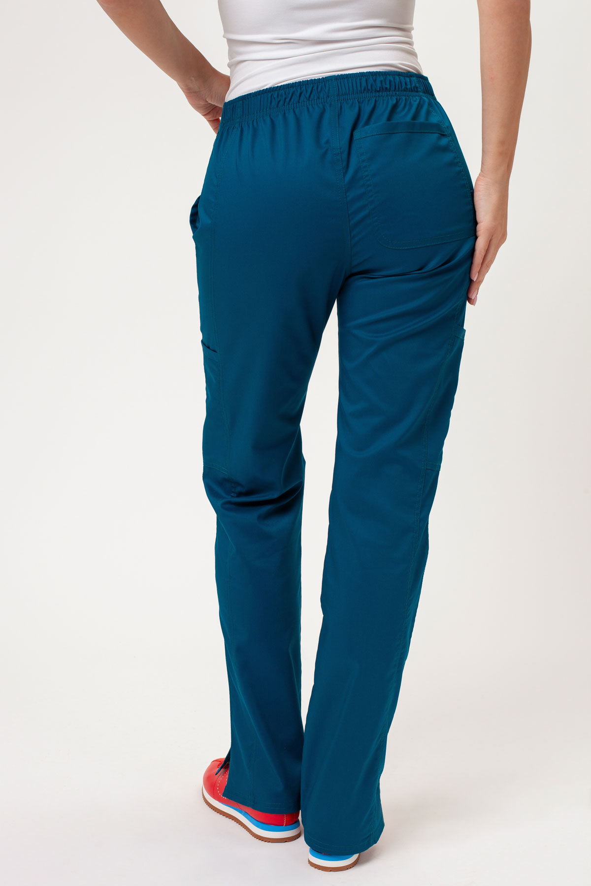 Women's Cherokee Revolution Flare Leg scrub trousers caribbean blue-1