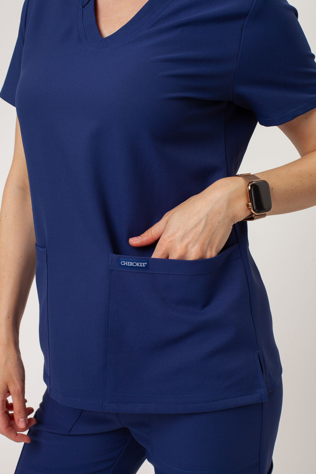 Women's Cherokee Ultra V-neck scrub top navy-3