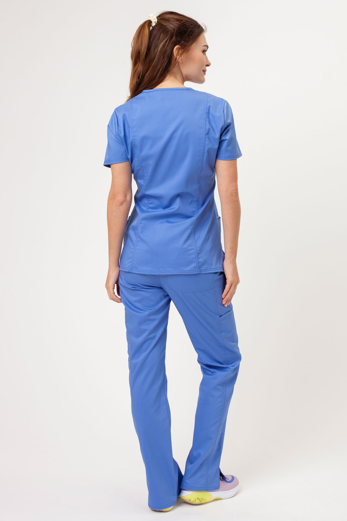 Women's Cherokee Revolution Flare Leg scrub trousers ceil blue-1