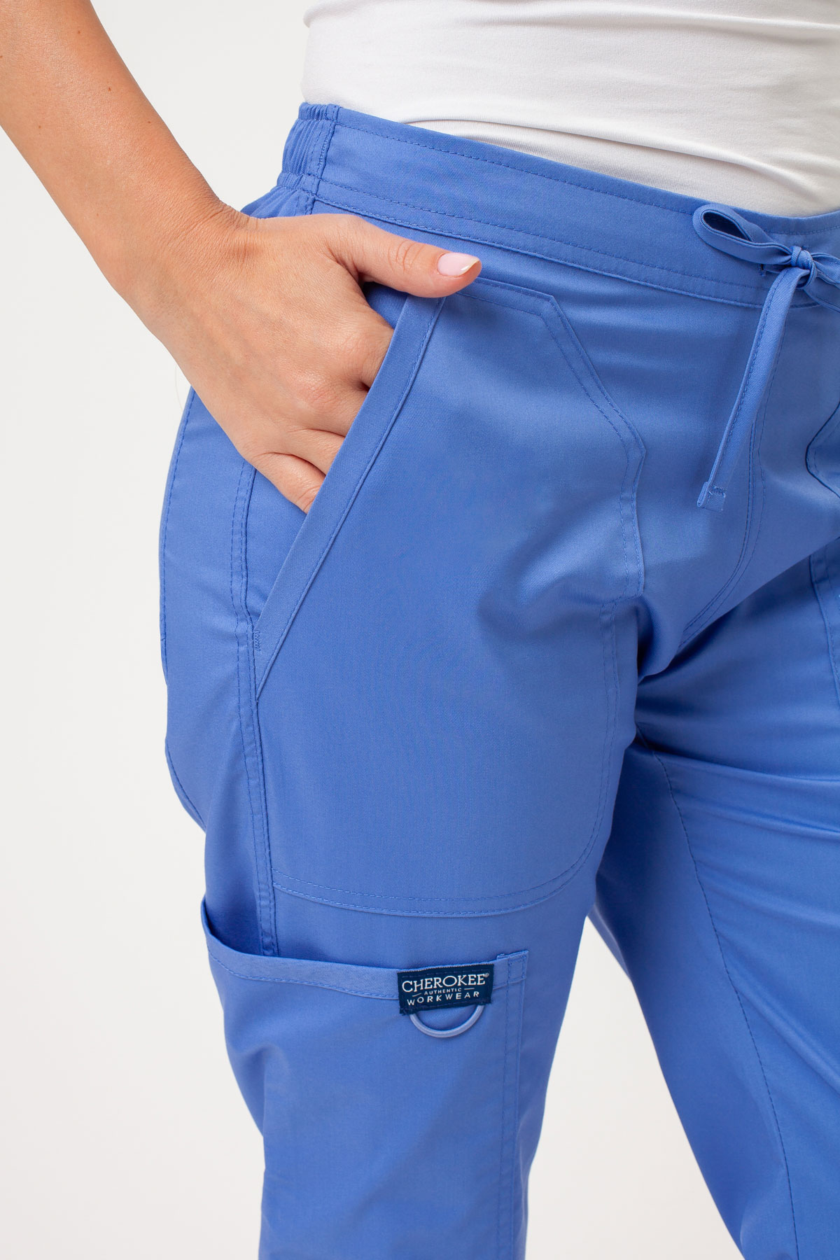 Women's Cherokee Revolution Flare Leg scrub trousers ceil blue-3