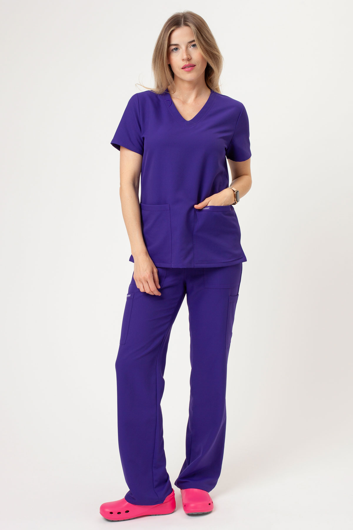 Women's Cherokee Ultra V-neck scrubs set purple-1