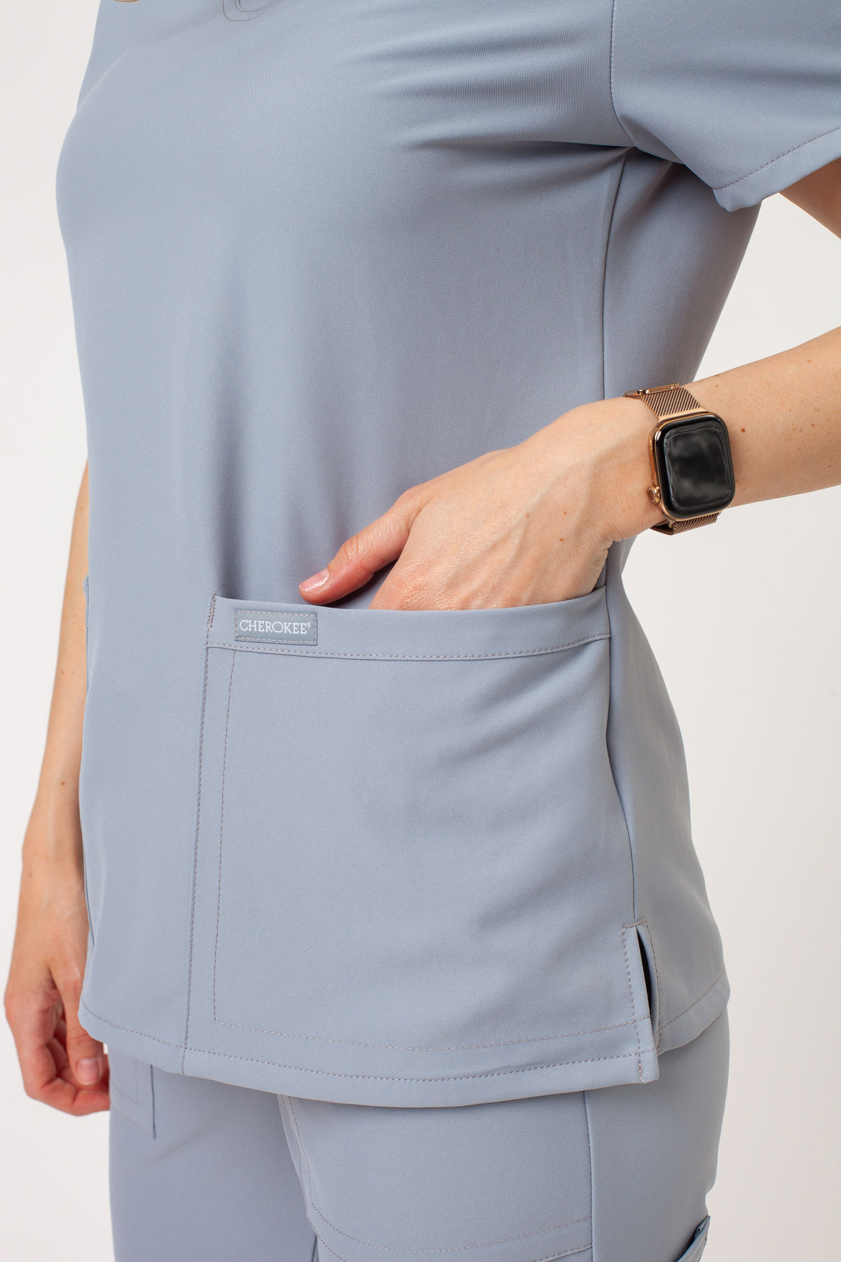 Women's Cherokee Ultra V-neck scrub top grey-4