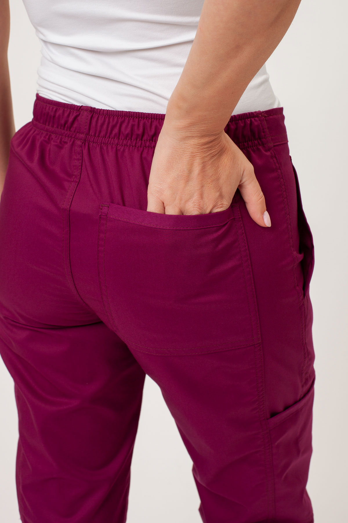 Women's Cherokee Revolution Flare Leg scrub trousers wine-5