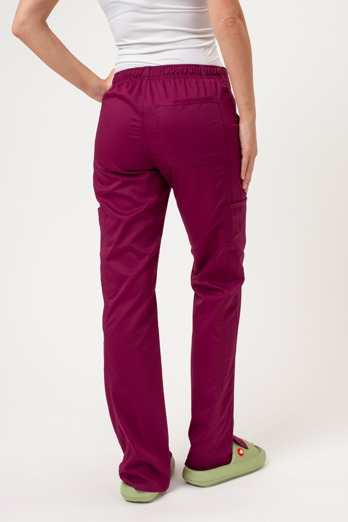 Women's Cherokee Revolution Flare Leg scrub trousers wine-2
