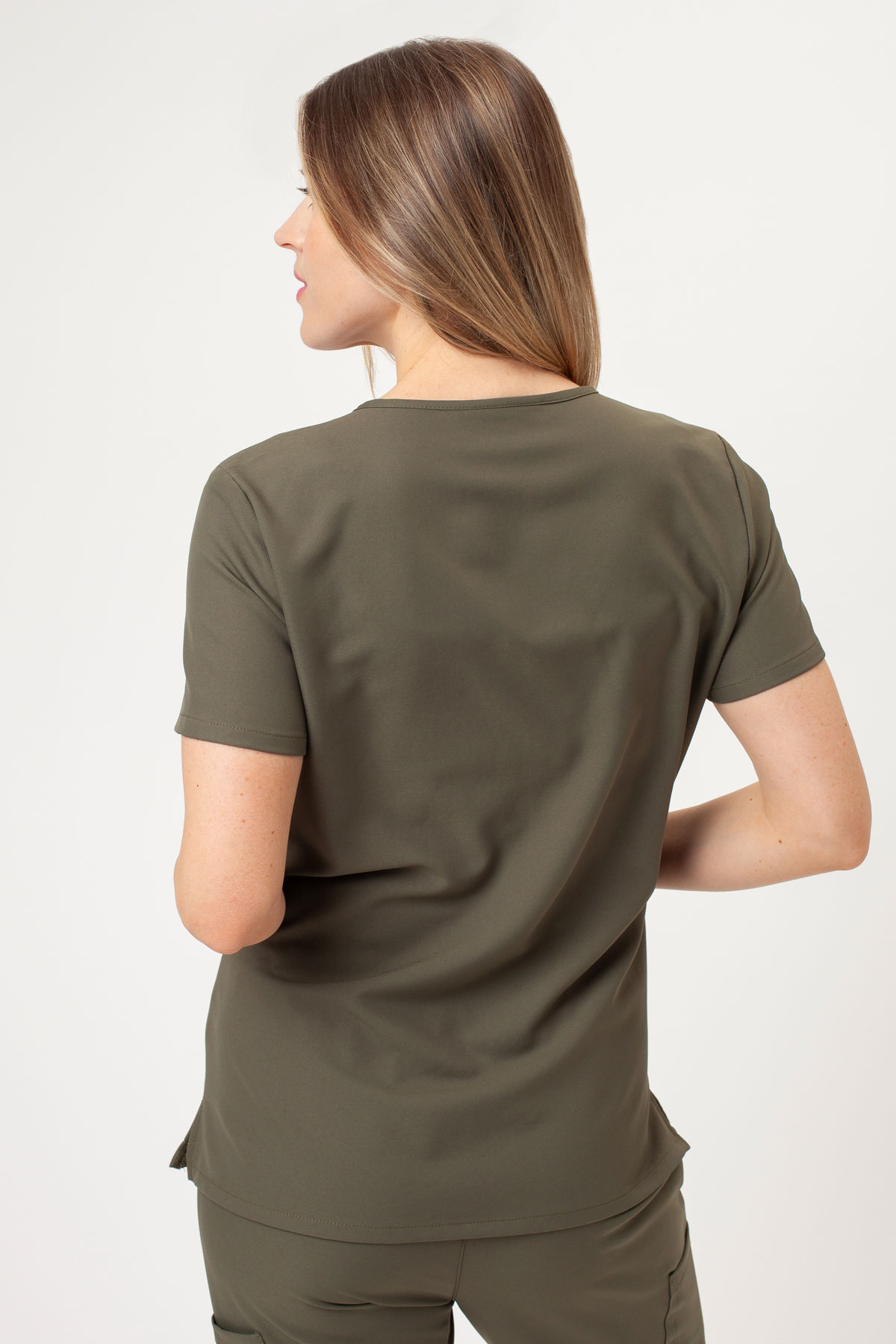 Women's Cherokee Ultra V-neck scrub top olive-1