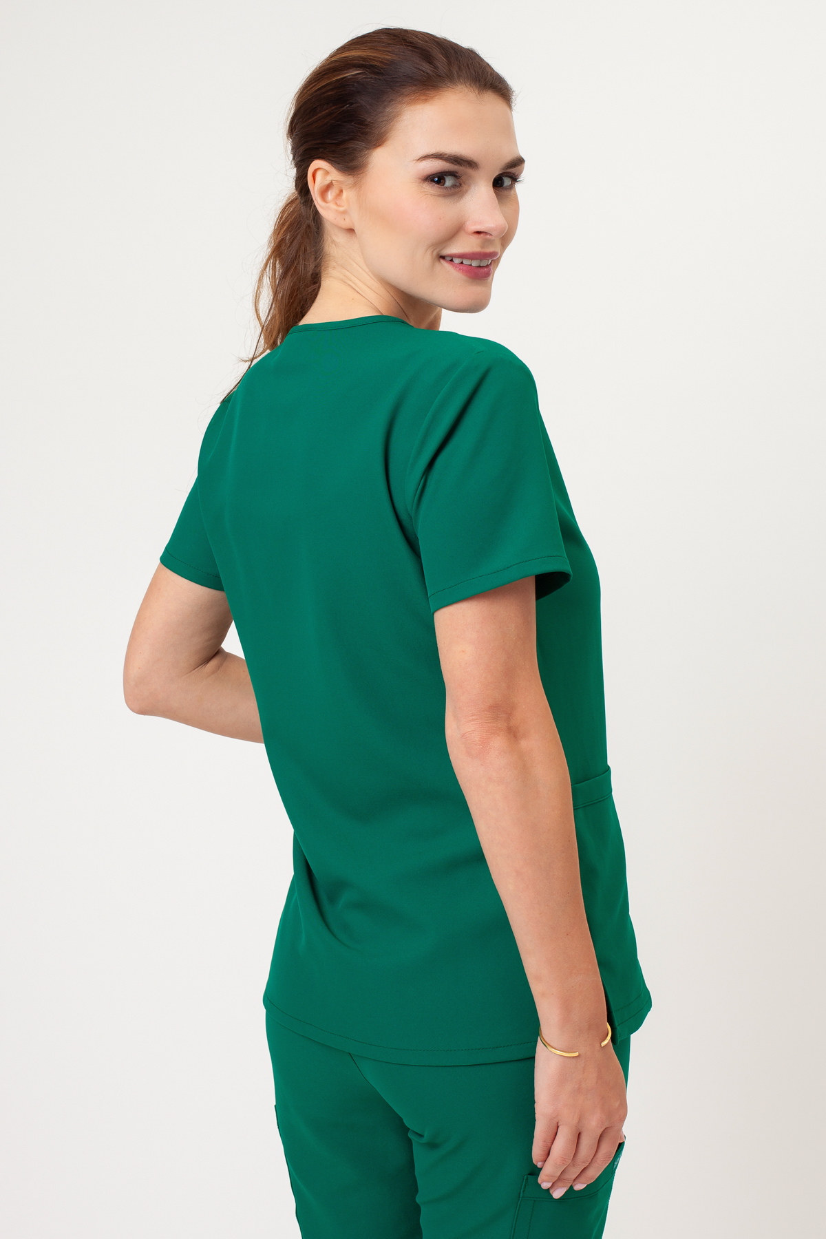 Women's Cherokee Ultra V-neck scrubs set hunter green-4