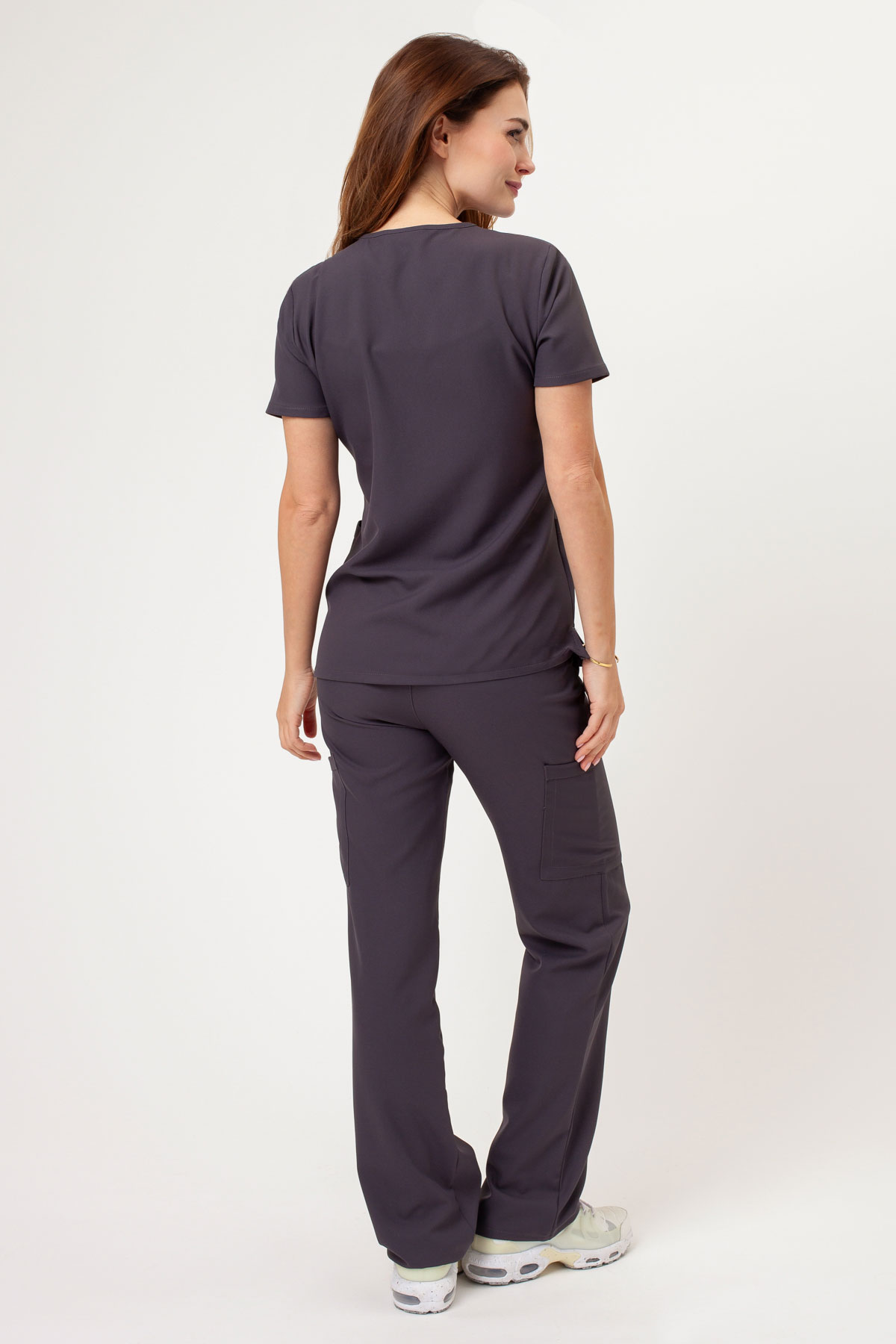 Women's Cherokee Ultra V-neck scrubs set pewter-2