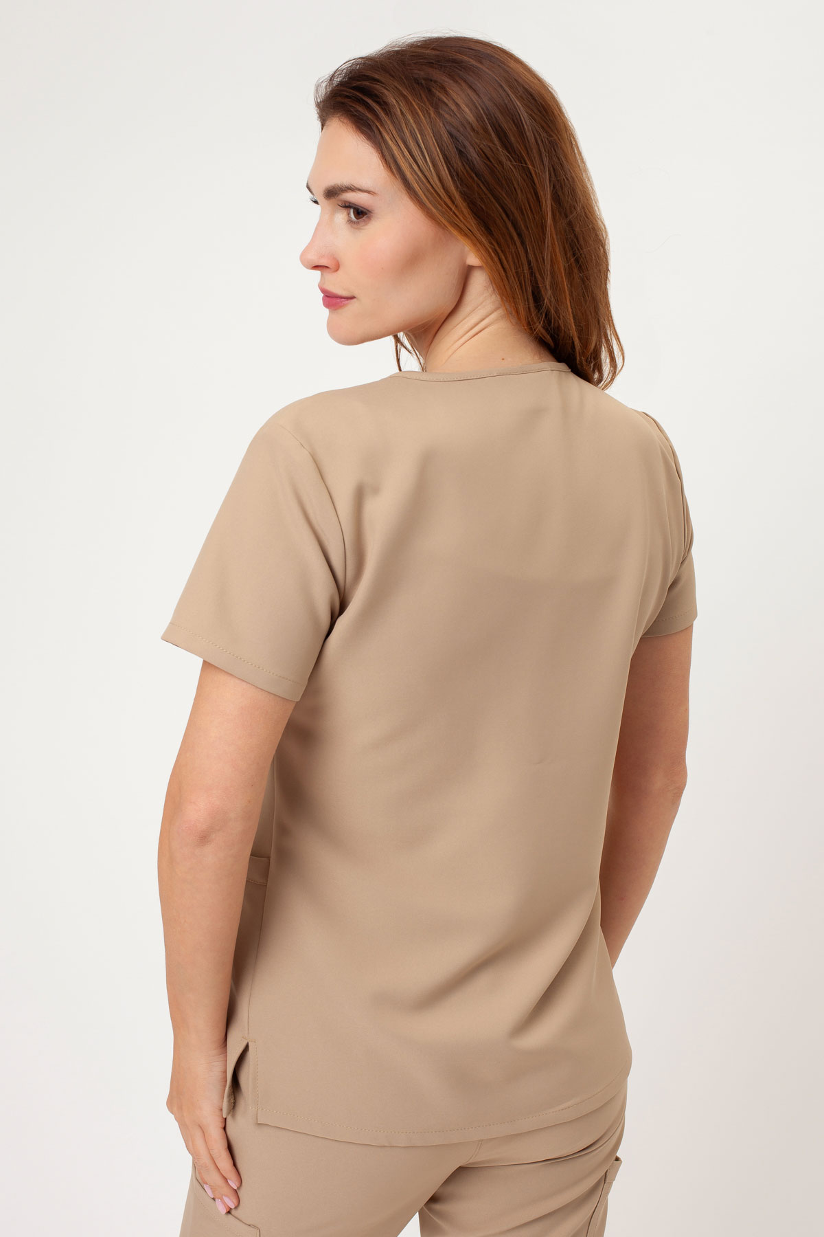 Women's Cherokee Ultra V-neck scrubs set khaki-4