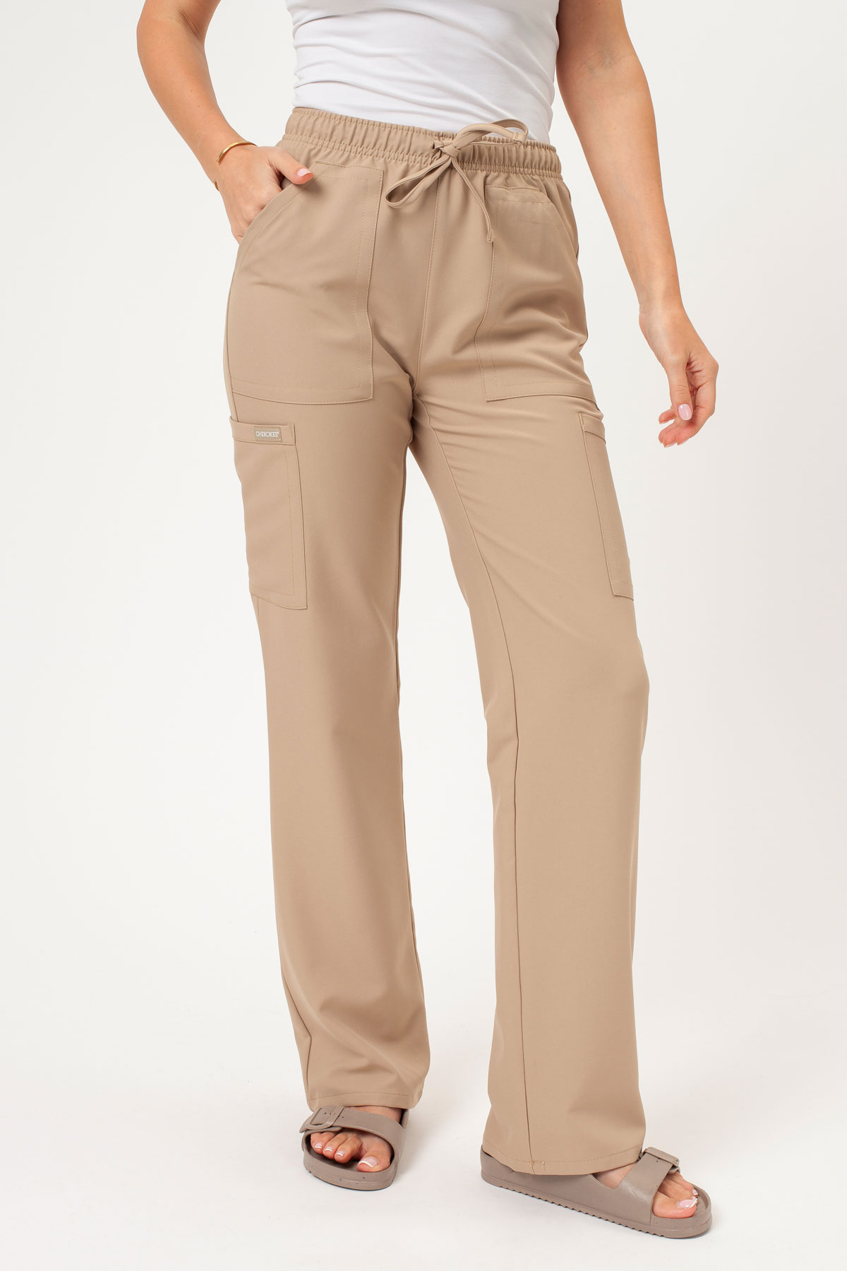 Women's Cherokee Ultra V-neck scrubs set khaki-7