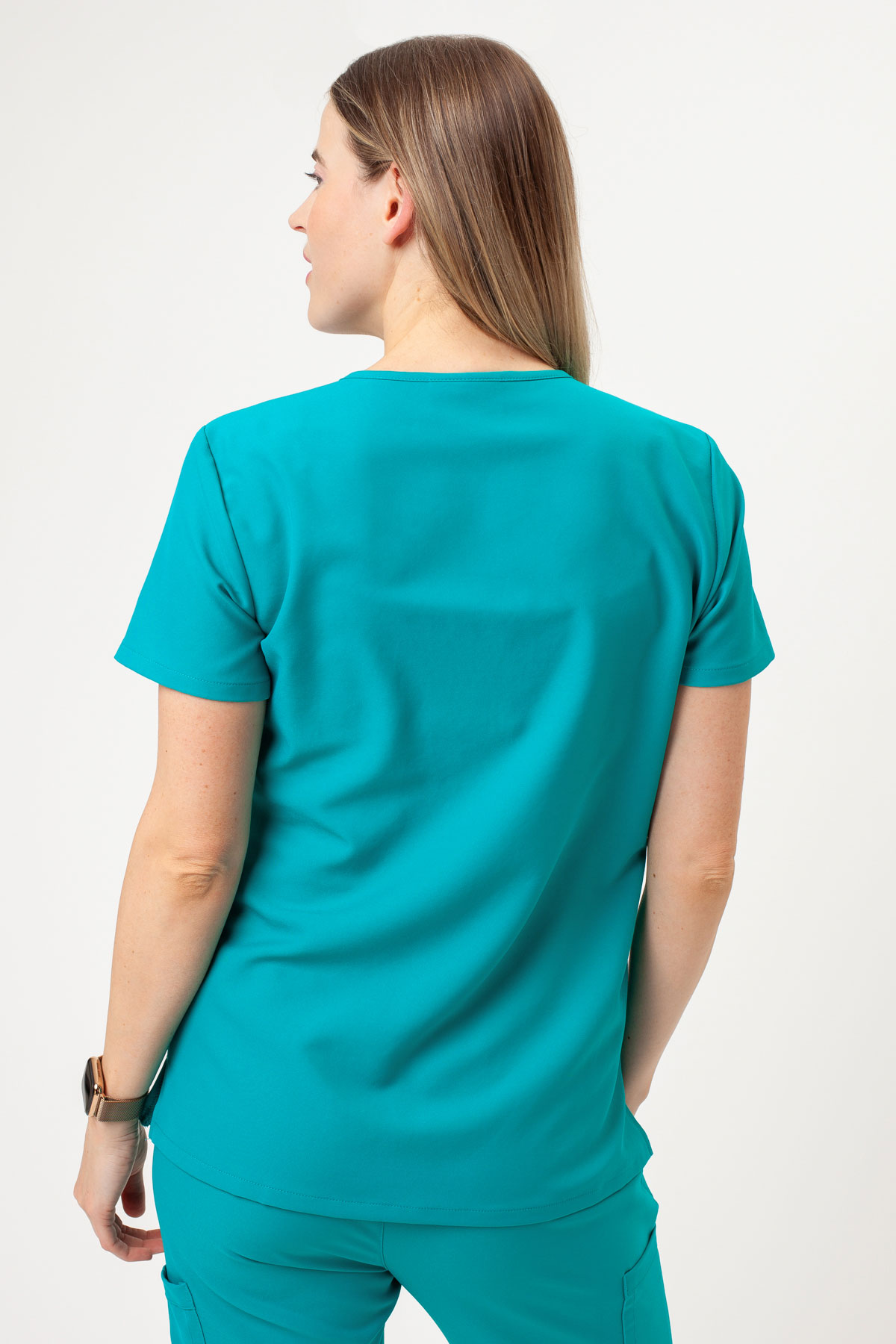 Women's Cherokee Ultra V-neck scrubs set teal blue-3