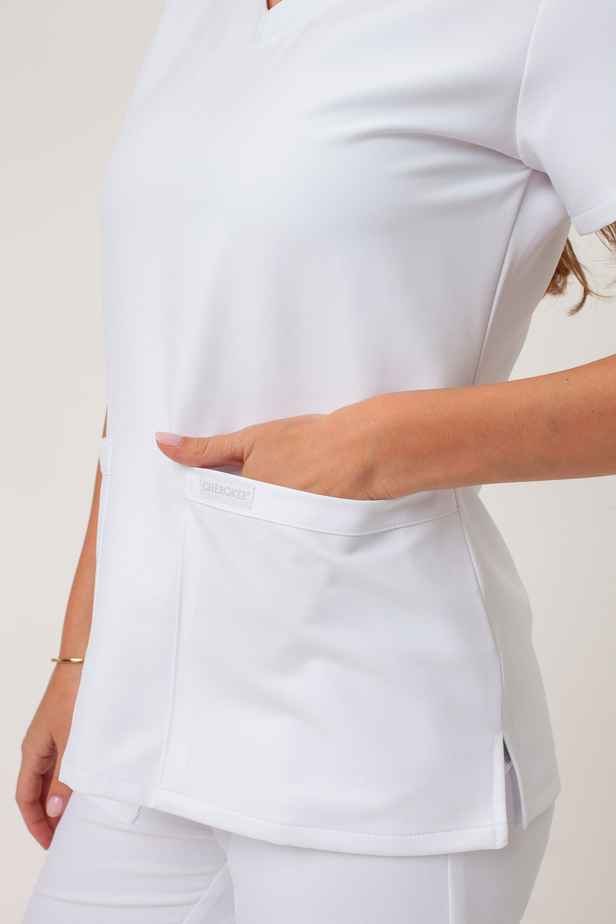 Women's Cherokee Ultra V-neck scrub top white-4
