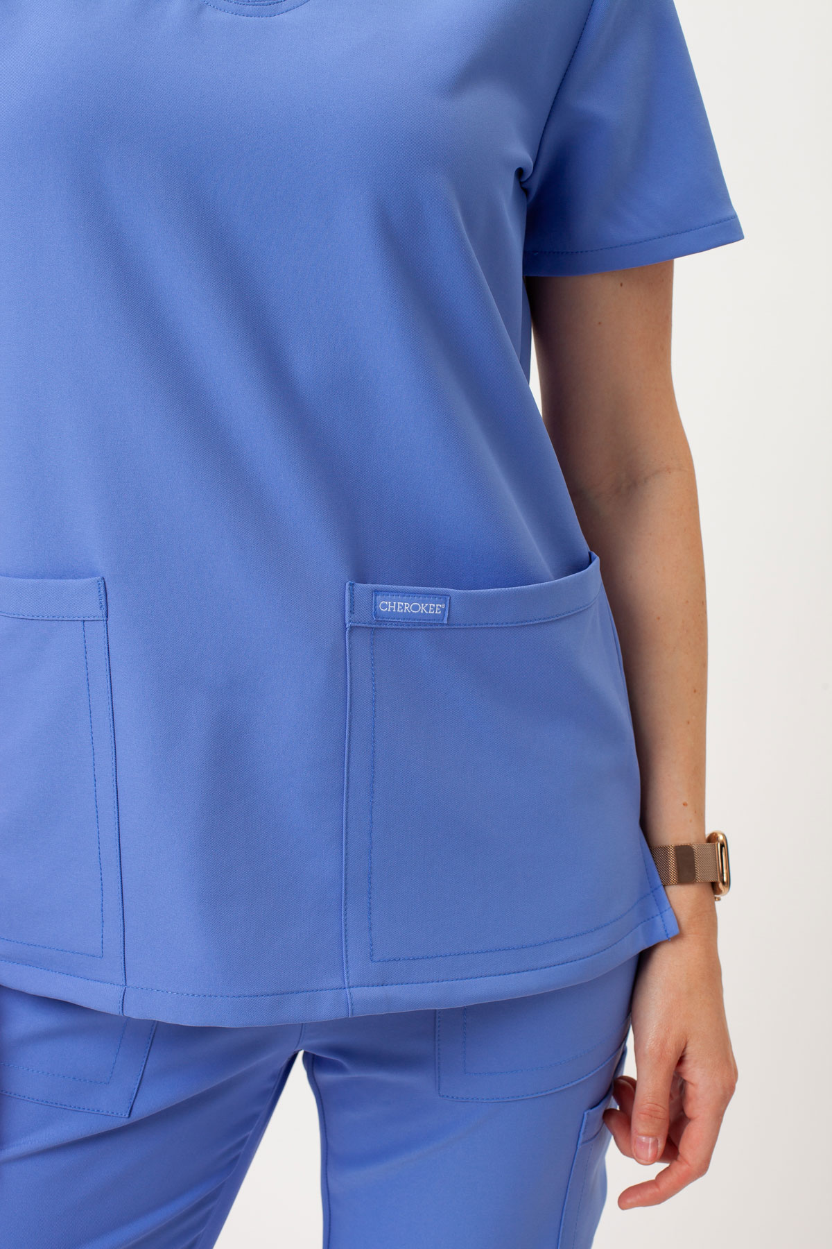Women's Cherokee Ultra V-neck scrub top ceil blue-3