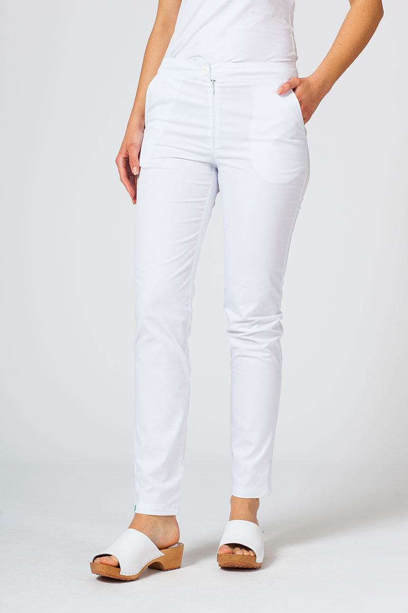 Women's Sunrise Uniforms Slim (elastic) scrub trousers white-3