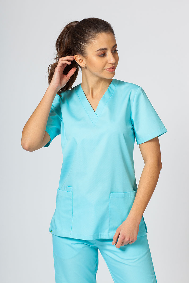 Women’s Sunrise Uniforms Basic Classic scrubs set (Light top, Regular trousers) aqua-2