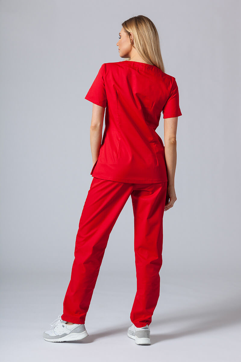 Women’s Sunrise Uniforms Basic Classic scrubs set (Light top, Regular trousers) red-1