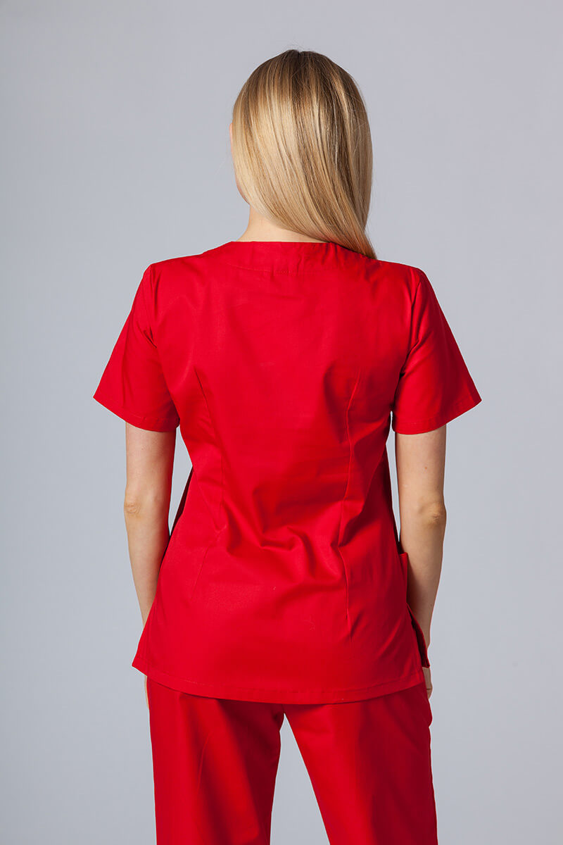 Women’s Sunrise Uniforms Basic Classic scrubs set (Light top, Regular trousers) red-3
