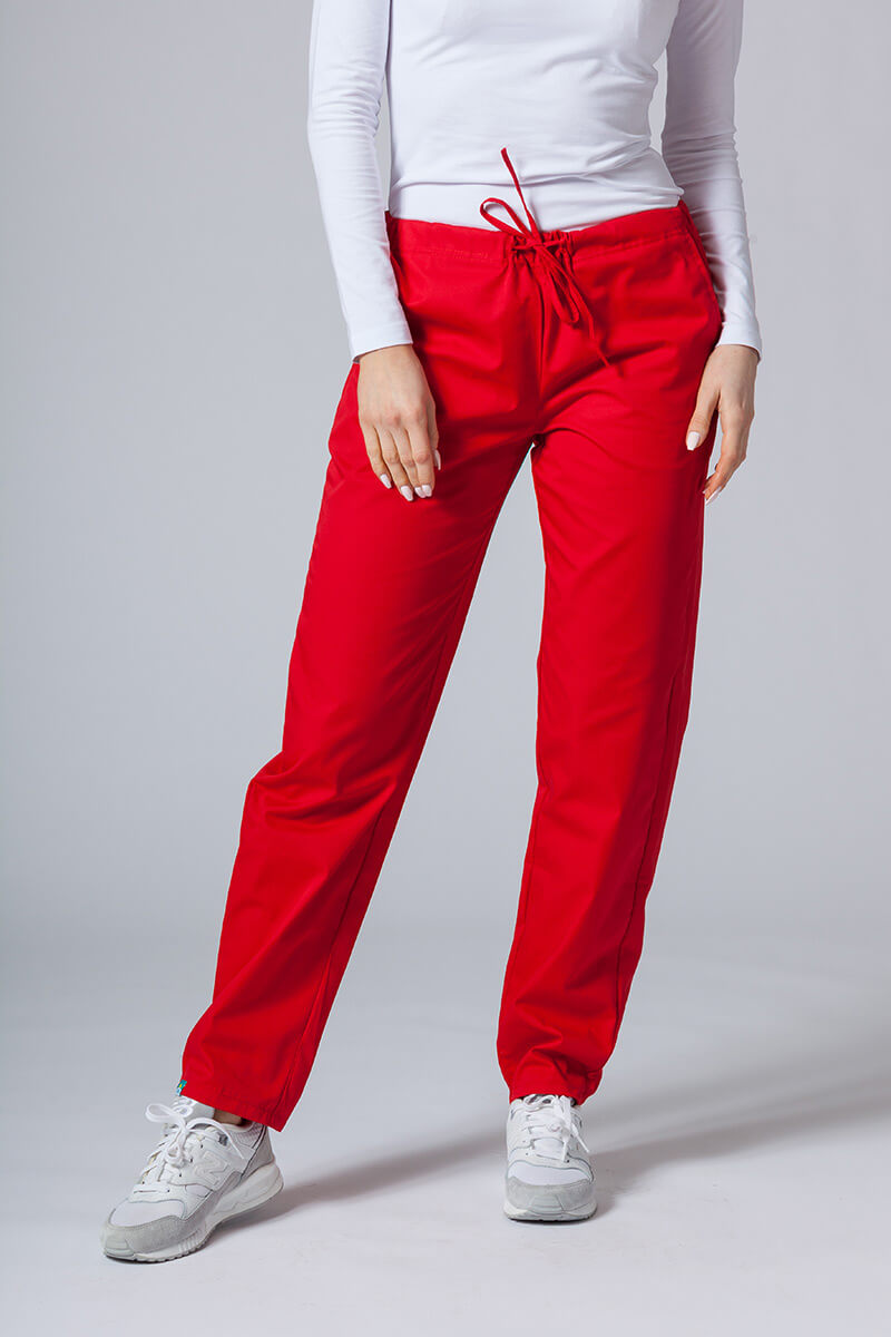 Women’s Sunrise Uniforms Basic Classic scrubs set (Light top, Regular trousers) red-6