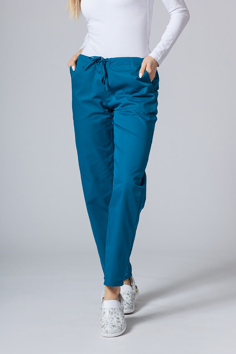 Women’s Sunrise Uniforms Basic Classic scrubs set (Light top, Regular trousers) caribbean blue-5